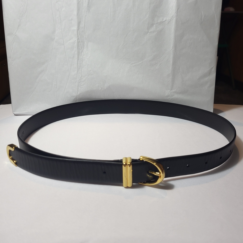 KHAITE Elegant Black Leather Belt with Gold Buckle. Not Original Pack. # 245 - Picture 4 of 14